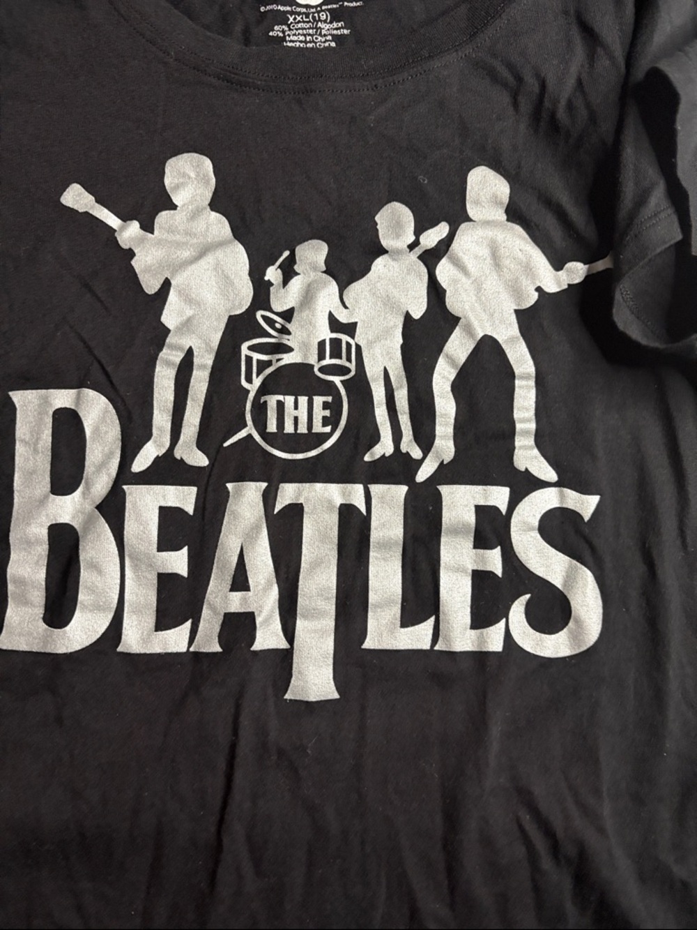 The Beatles Kids Black Tee with White Band Silhouette